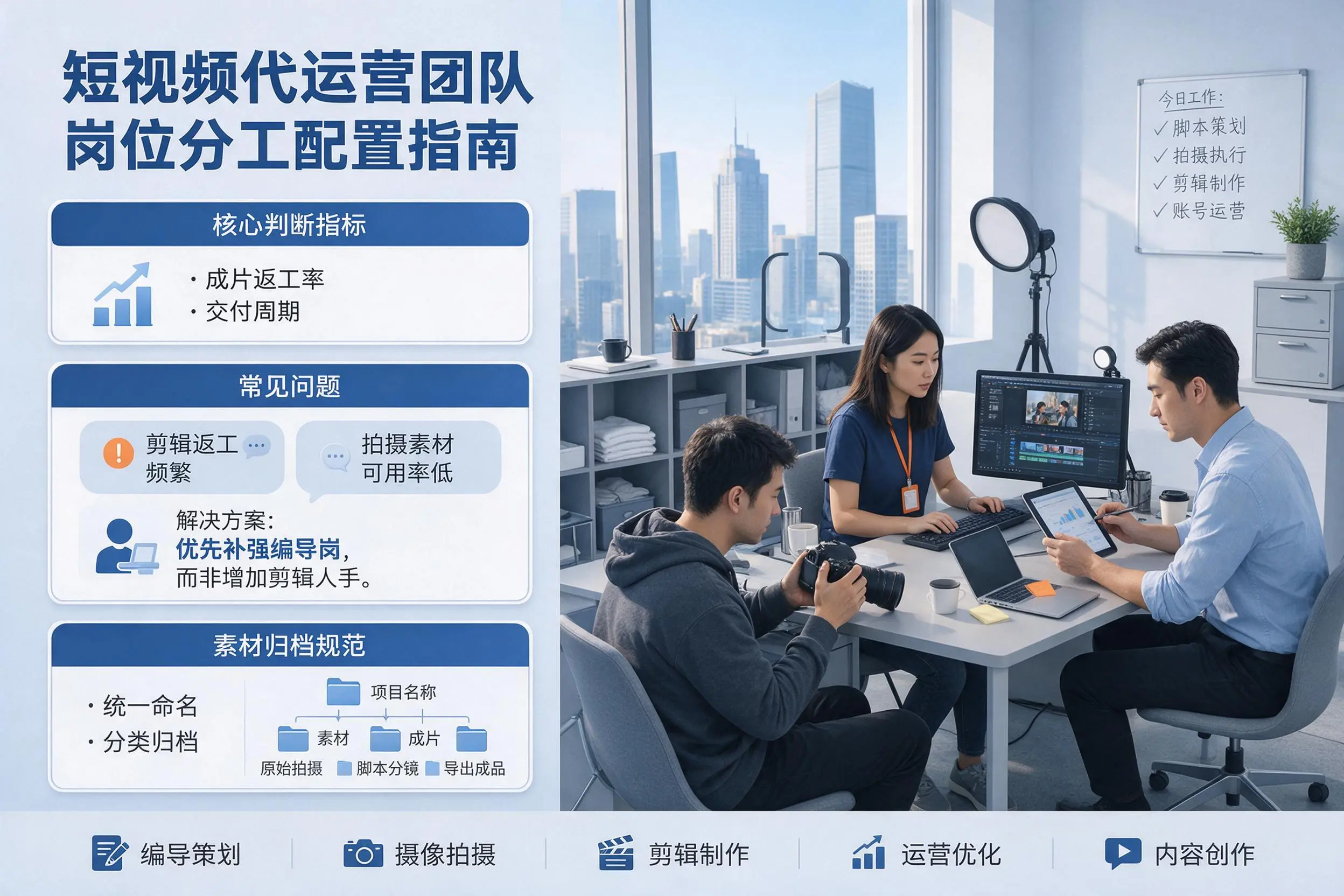 短视频代运营团队如何配置？天津企业岗位分工科普说明