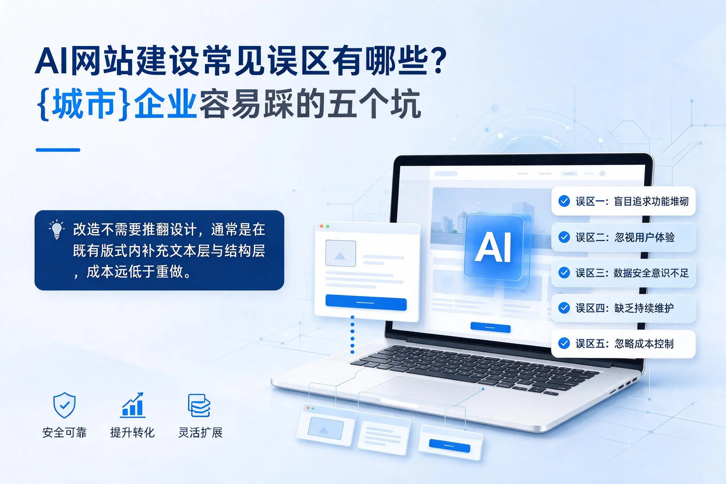 AI网站建设常见误区有哪些？天津企业容易踩的五个坑