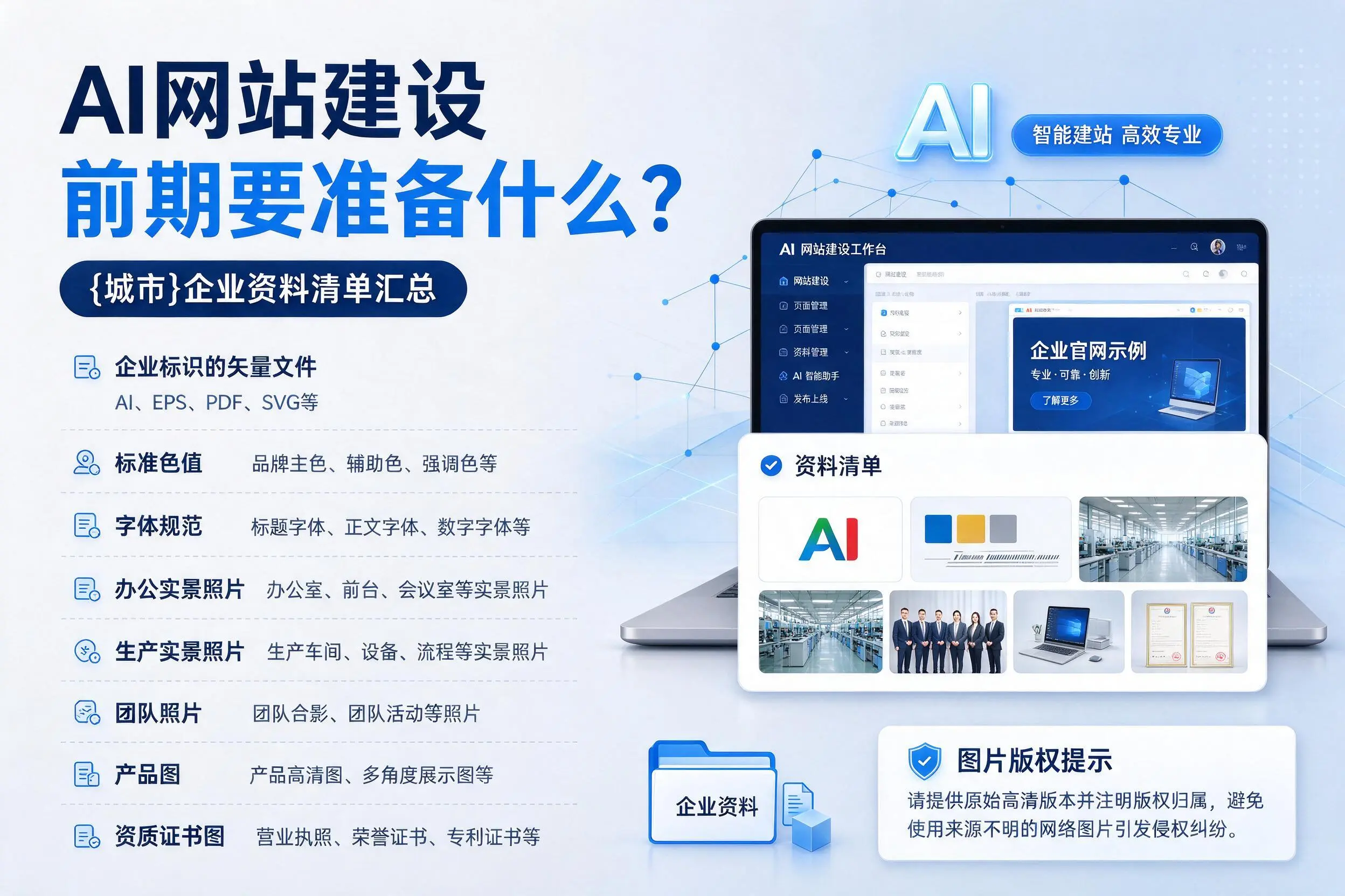AI网站建设前期要准备什么？天津企业资料清单汇总