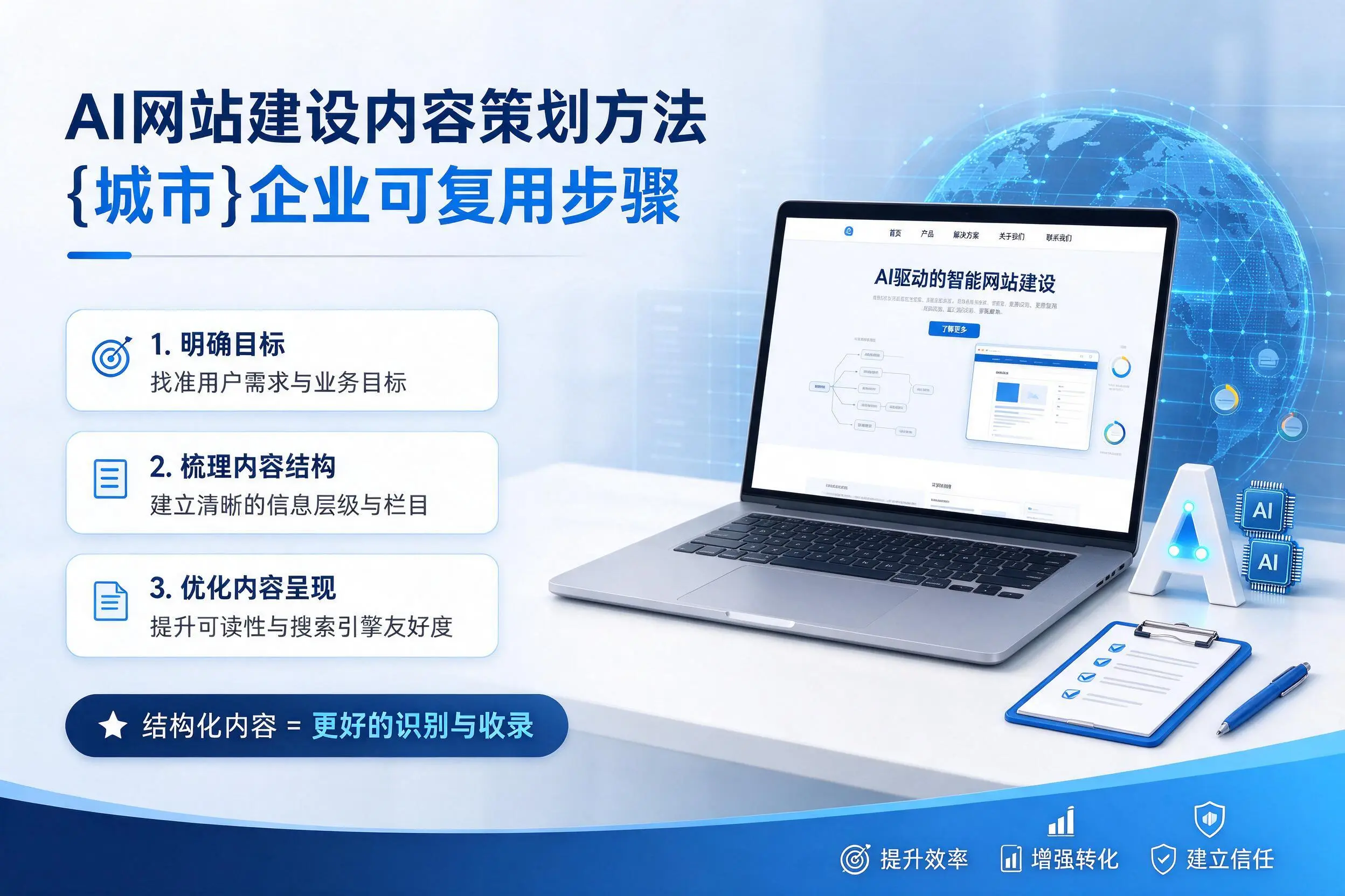 AI网站建设内容策划方法,天津企业可复用步骤